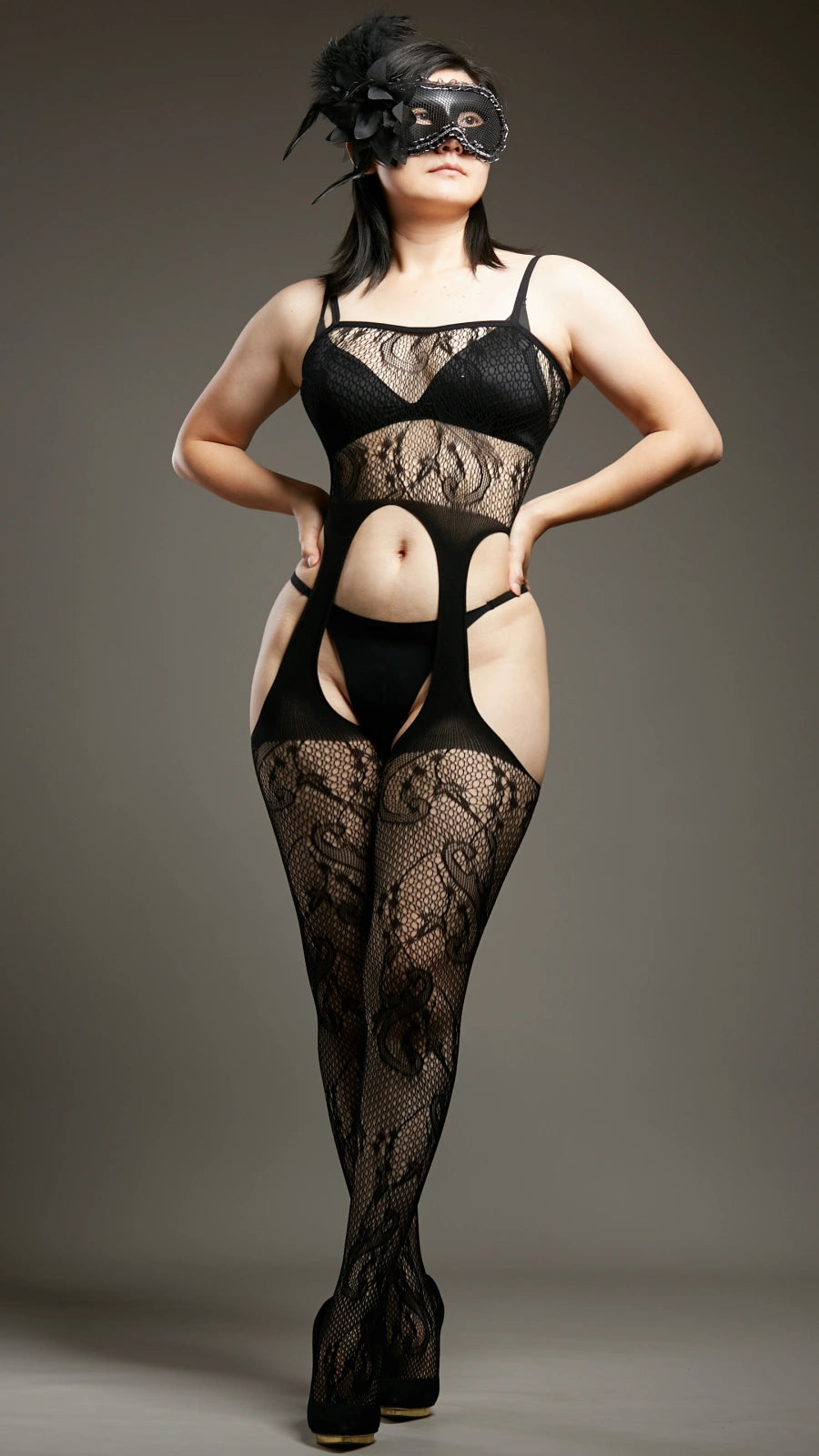 Dangerous Liaisons Garter Bodystockings - Black