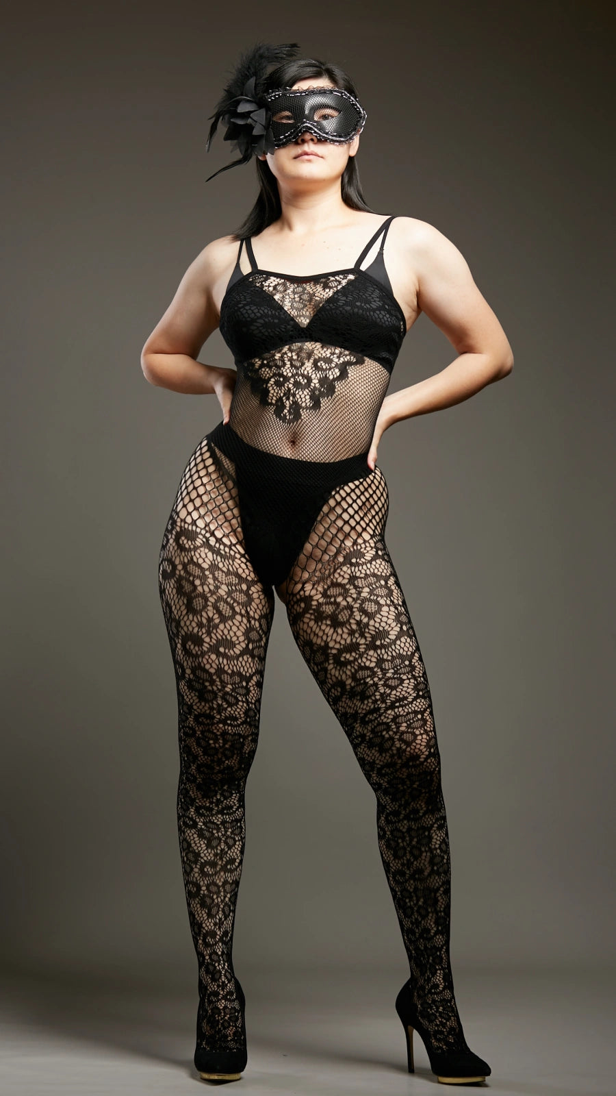 Secret Garden Crotchless Bodystocking - Black