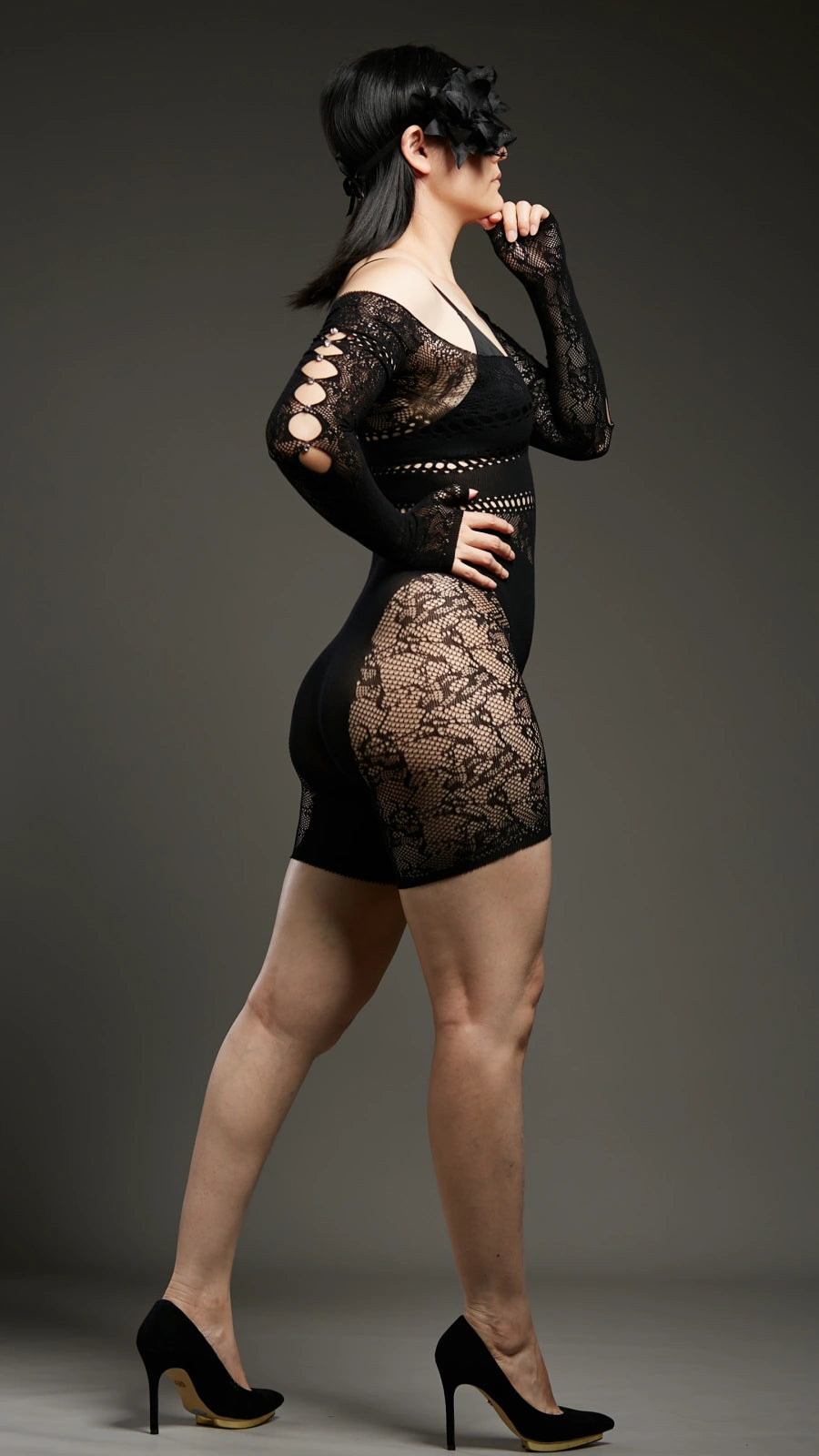 The Modernist Rhinestone Bodysuits - Black