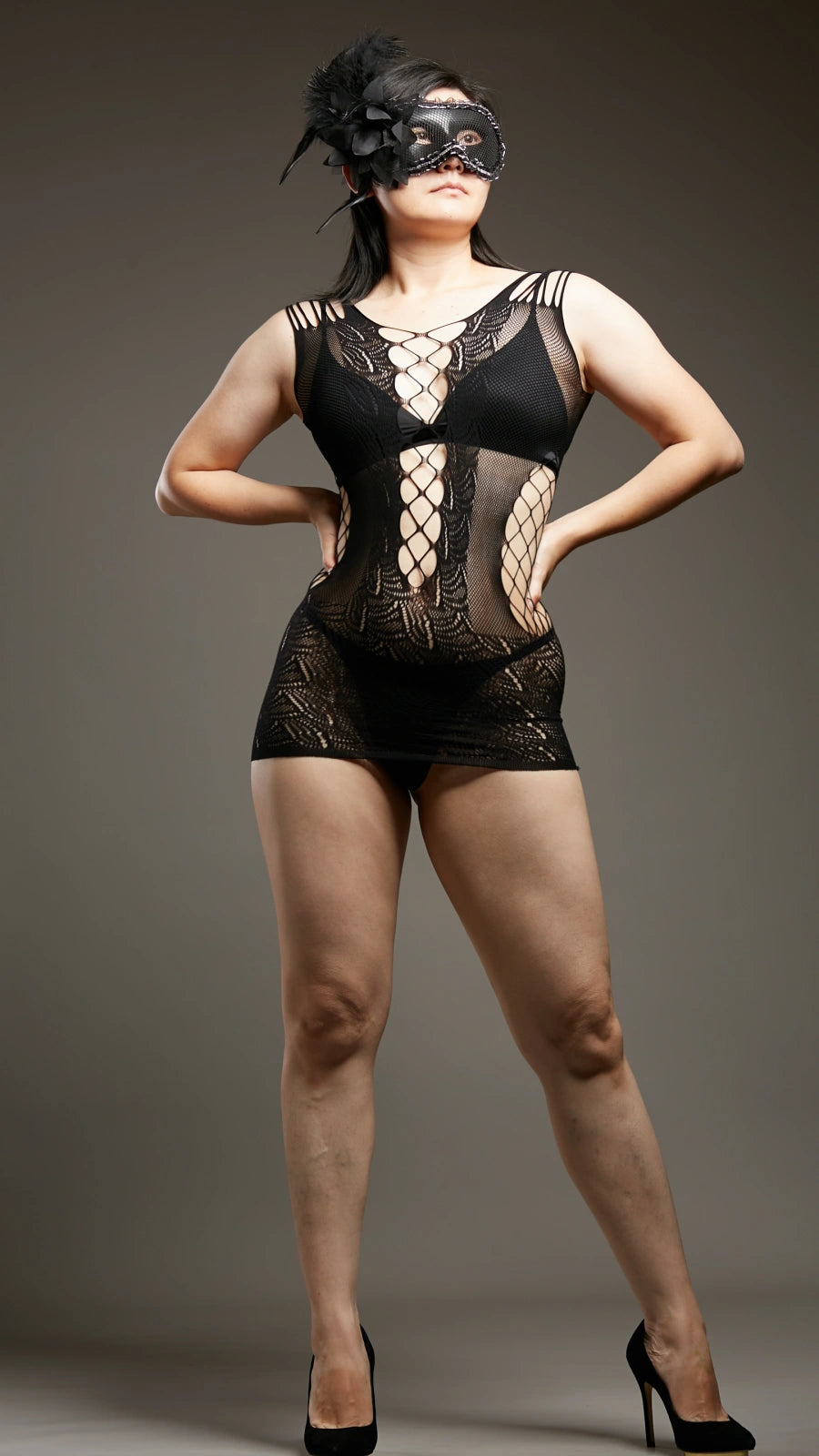 Mystic Siren Fishnet Babydolls - Black