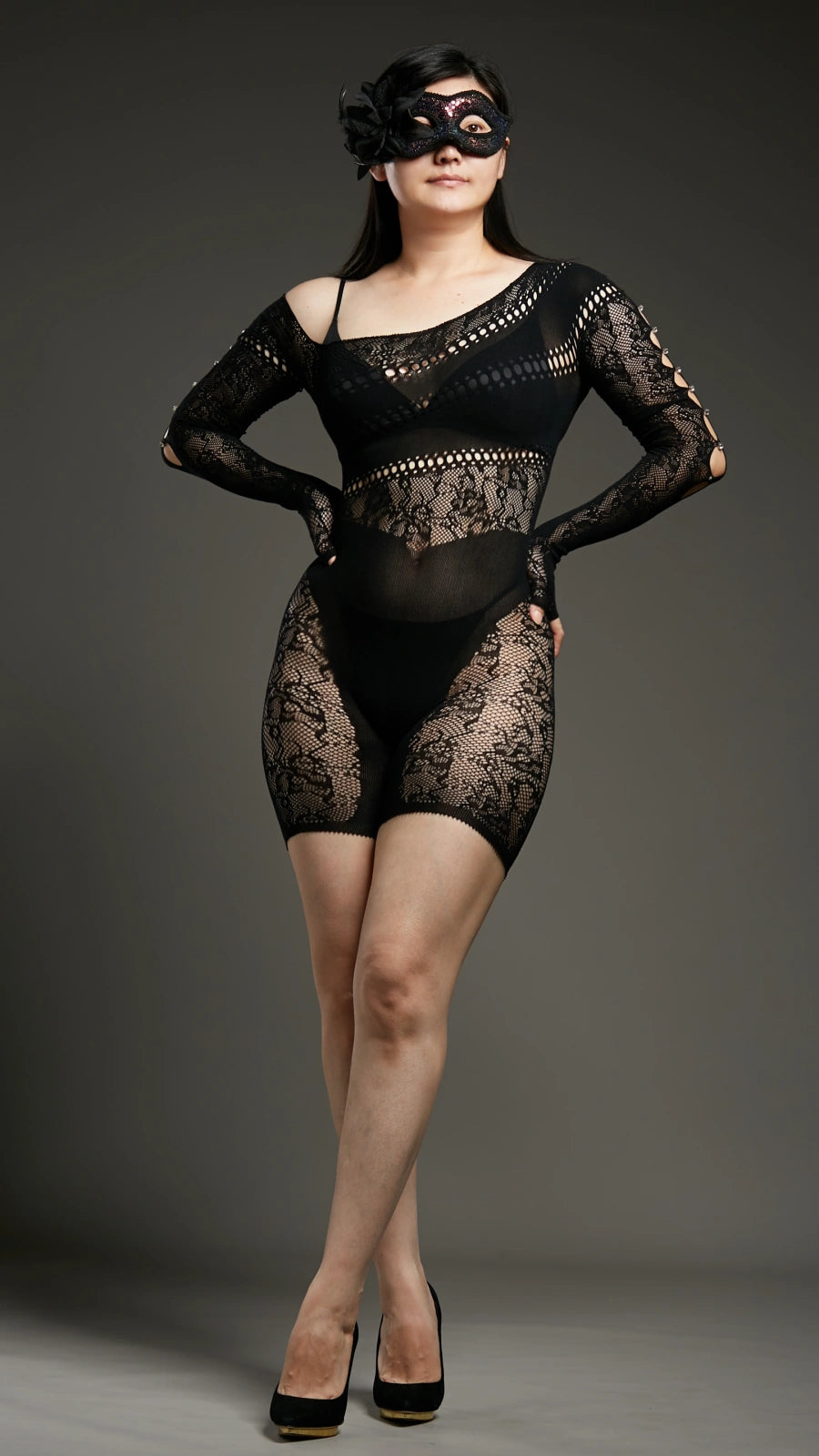 The Modernist Rhinestone Bodysuits - Black