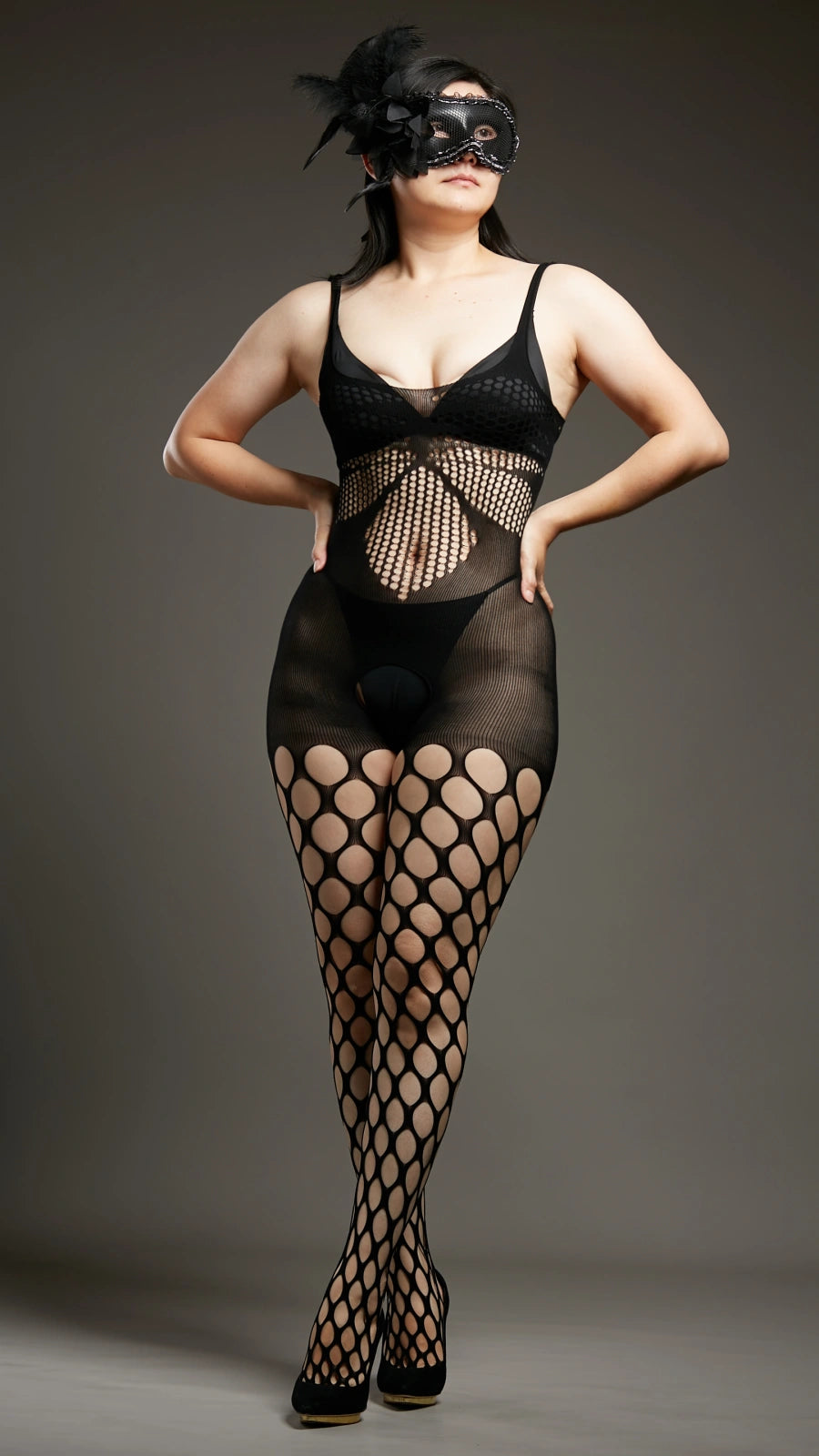 Crimson Kiss Fishnet Crotchless Bodystockings - Black