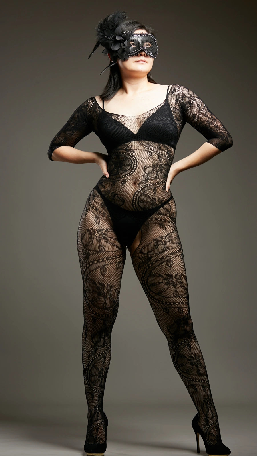 Alluring Vixen Crotchless Bodystockings - Black