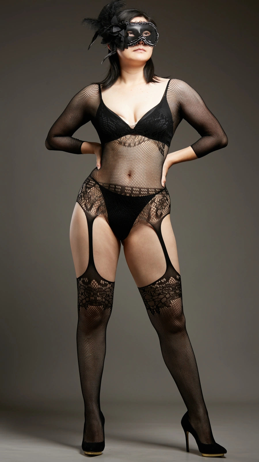 Spellbound Garter Bodystockings - Black