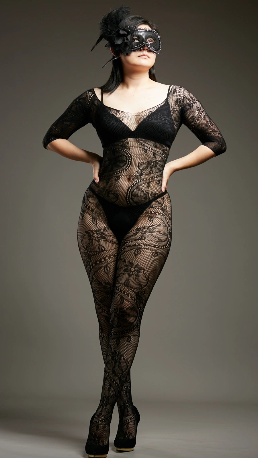 Alluring Vixen Crotchless Bodystockings - Black