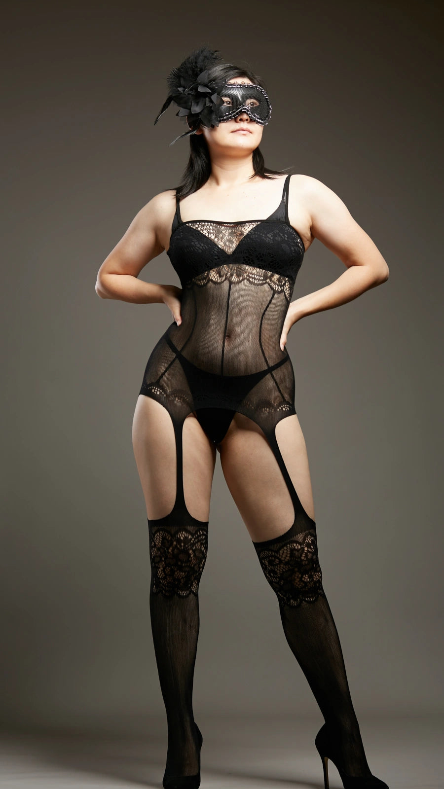 Sweet Nothings Garter Bodystockings - Black