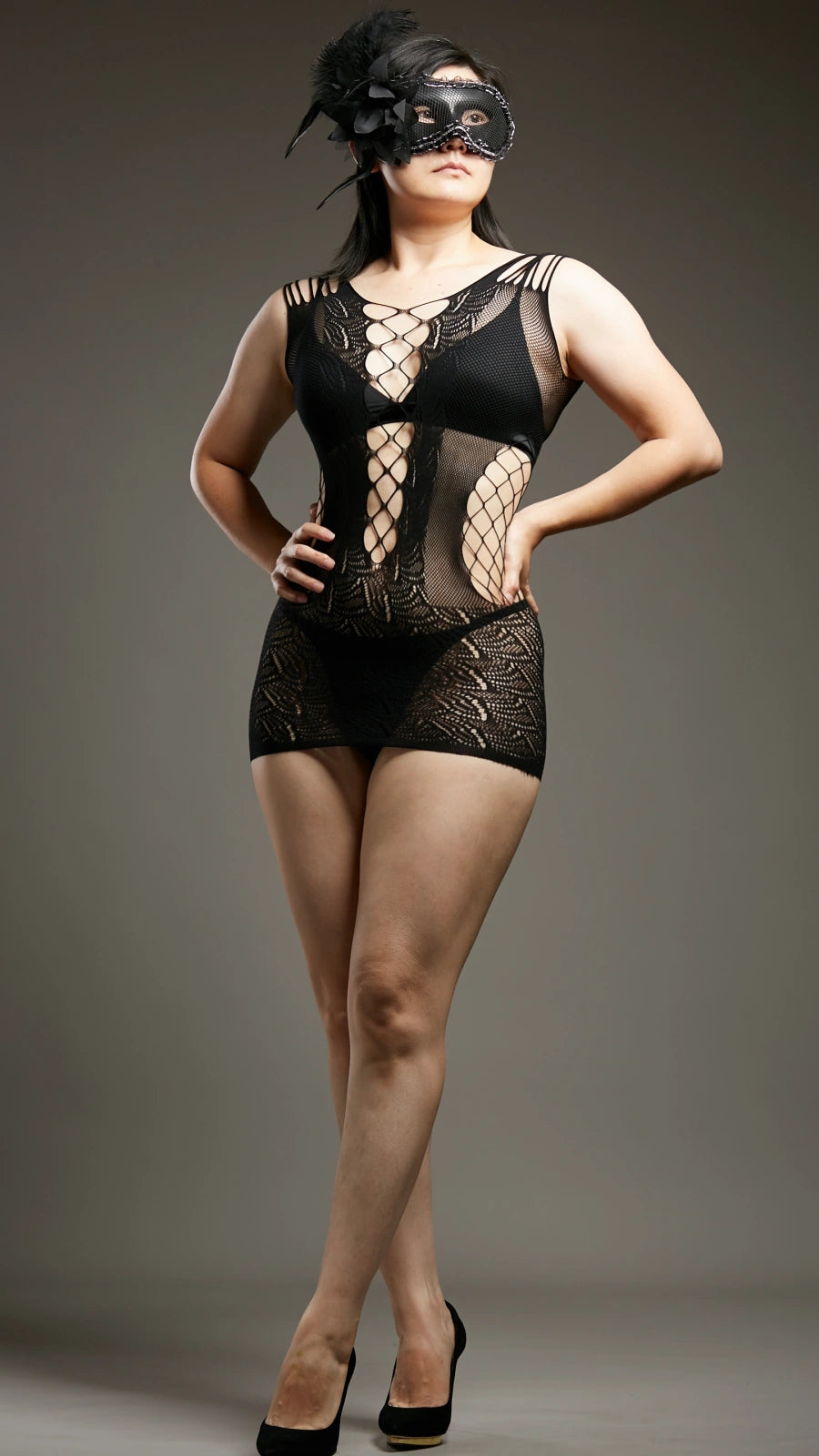 Mystic Siren Fishnet Babydolls - Black